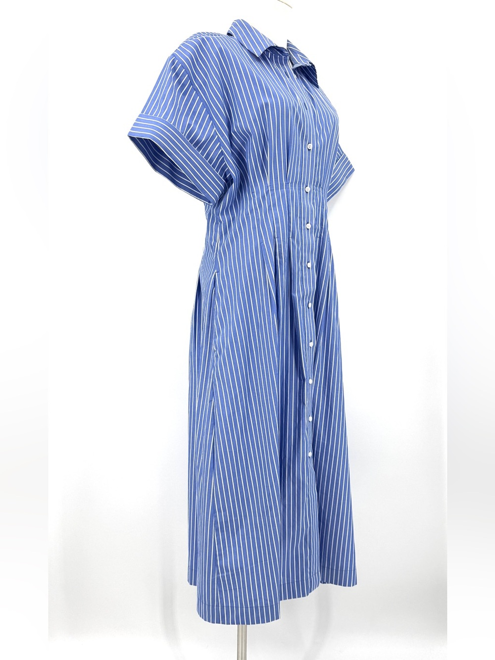 J. Crew Blue Striped Button-Front Women’s Dress fit and flare - Picture 2 of 9